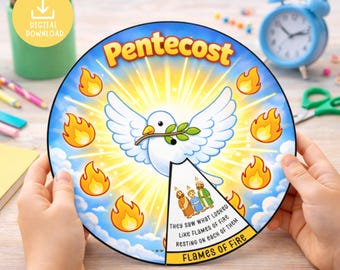 Pfingstbastelidee für Kinder, Heiliger-Geist-Drehscheibe zum Ausdrucken, Bibelaktivität zu Apostelgeschichte 2, Bastelidee für den katholischen Sonntagsschulunterricht, christliche Kinderbibelwochen-Lektion