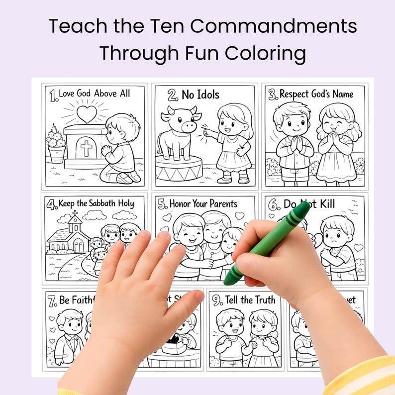 Ten Commandments Printable for Kids | Sunday School Bible Lesson ...