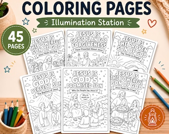 Illumination Station 45 Coloring Pages for VBS Theme | Jesus Is the Light Craft Activity | Vacation Bible School Printable for Kids