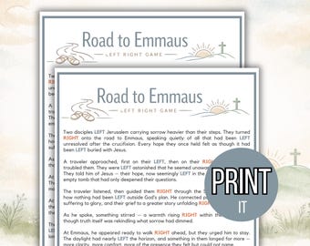 Road to Emmaus Left Right Game, Interactive Printable Bible Pass the Prize Game for Church Events, Sunday School Activities