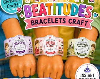 Beatitudes Bracelet Craft Printable | VBS Bible Study Activity for Kids | Matthew 5 Sunday School Lesson | Sermon on the Mount Craft