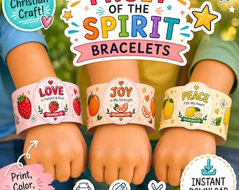 Bastelvorlage für ein Armband zum Thema „Früchte des Geistes“ | Biblische Aktivität für Kinder in der Kinderbibelwoche | Christliche Sonntagsschullektion für Vorschulkinder | Galater 5,22-23
