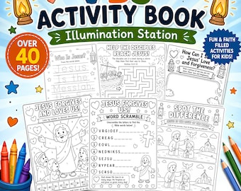 Aktivitätenseiten für die Kinderbibelwoche „Licht der Welt“ | Christliche Malvorlagen und Arbeitsblätter | Druckbare Spiele für Kinder in der Sonntagsschule