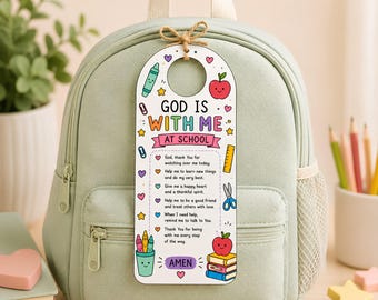 Christian Back to School Backpack Prayer Tag, First Day Of School Prayer Gift, Sunday School Backpack Blessing Tag, Kids Prayer Printable