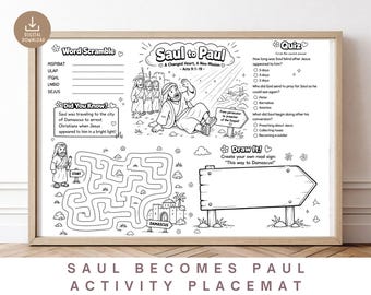 Saul wird zu Paulus – Weg nach Damaskus: Druckbare Aktivitätsunterlage für den Sonntagsschulunterricht, Bibellektionen für Kinder im Homeschooling