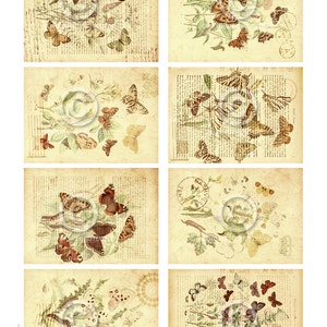 Printable Vintage Flowers and Butterflies Nature Cards Ephemera | Junk Journal Fussy Cuts | Instant Digital Download