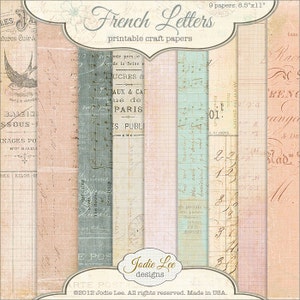 Papéis de scrapbook vintage francês para imprimir | Páginas de diário de lixo | Download digital instantâneo