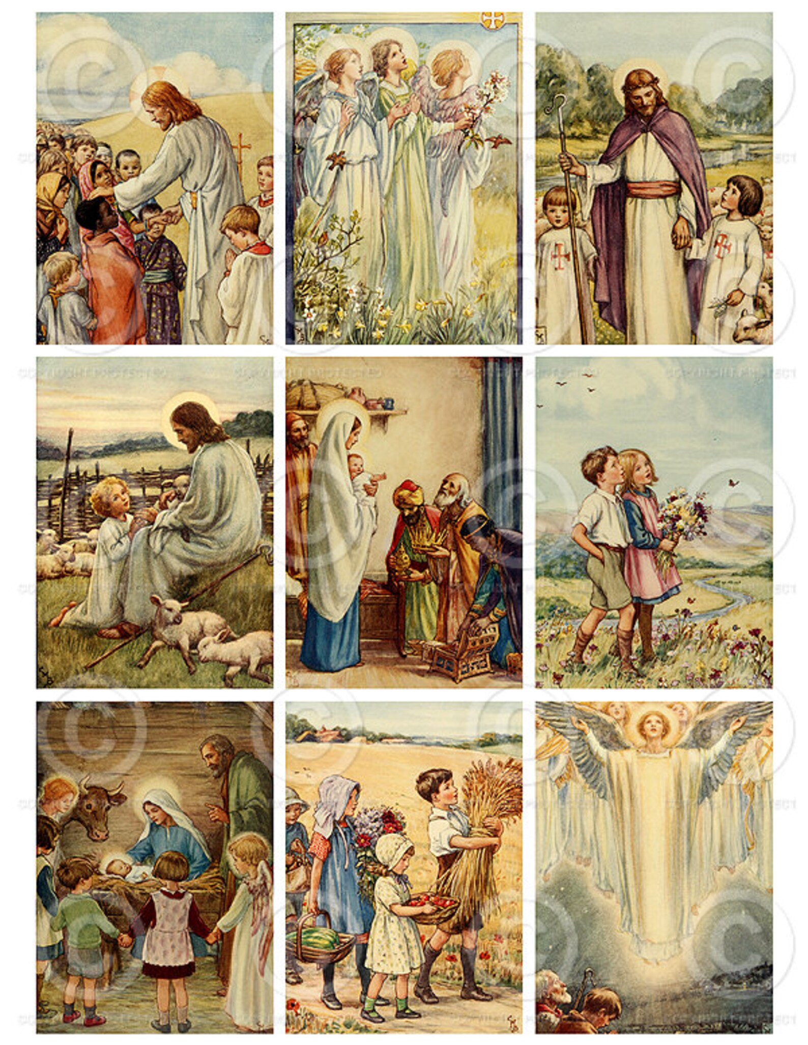 Printable Jesus With Children Vintage ATC Cards as a Digital - Etsy