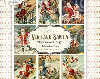 Vintage Ephemera Junk Journal Kit Printable Santa Christmas Clipart Instant Download Collage Sheet