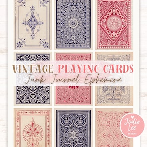 Vintage Playing Card Backs: Printable Ephemera for Junk Journals (Digital Download)