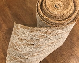 Burlap and Lace trim - runner or craft use