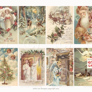 Afdrukbare Victoriaanse kerstkaarten: Santa Ephemera, Junk Journal (digitale download)