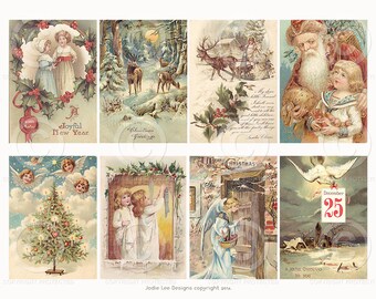 Printable Victorian Christmas Cards: Santa Ephemera, Junk Journal (Digital Download)