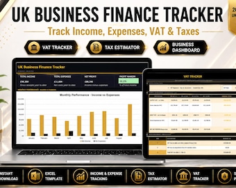 UK Sole Trader Bookkeeping Spreadsheet 2025/26 | HMRC Self Assessment | VAT Tracker | Excel Template