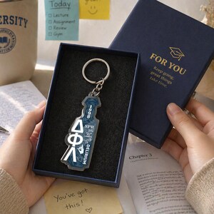 Custom Delta Phi Lambda Keychain, Personalized DFLA Paddle Keyring, Soror Name Chapter Number Acrylic Charm,  Greek Life Crossing Gift