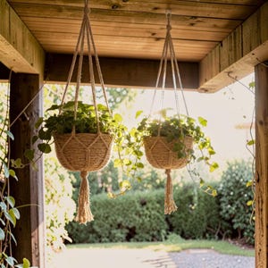 Jute macramé plantenhanger voor binnen en buiten Boho hangende plantenbak voor potplanten Meerdere maten