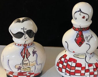 Carrie Olsen Gerrard Hand Painted Salt & Pepper Shakers