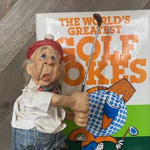 Swinging Golfer White Hair Hat Hand Crafted Figure Cast Art Industries /The World's Greatest Golf Jokes image 1