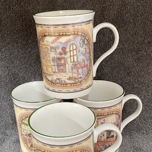 Kirsty Jayne Four Hand Decorated Bone China Coffee Mugs