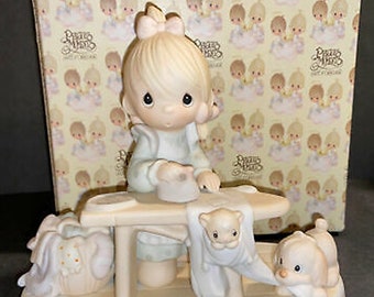 Vintage Collectible "Press On" Precious Moments Porcelain Figurine