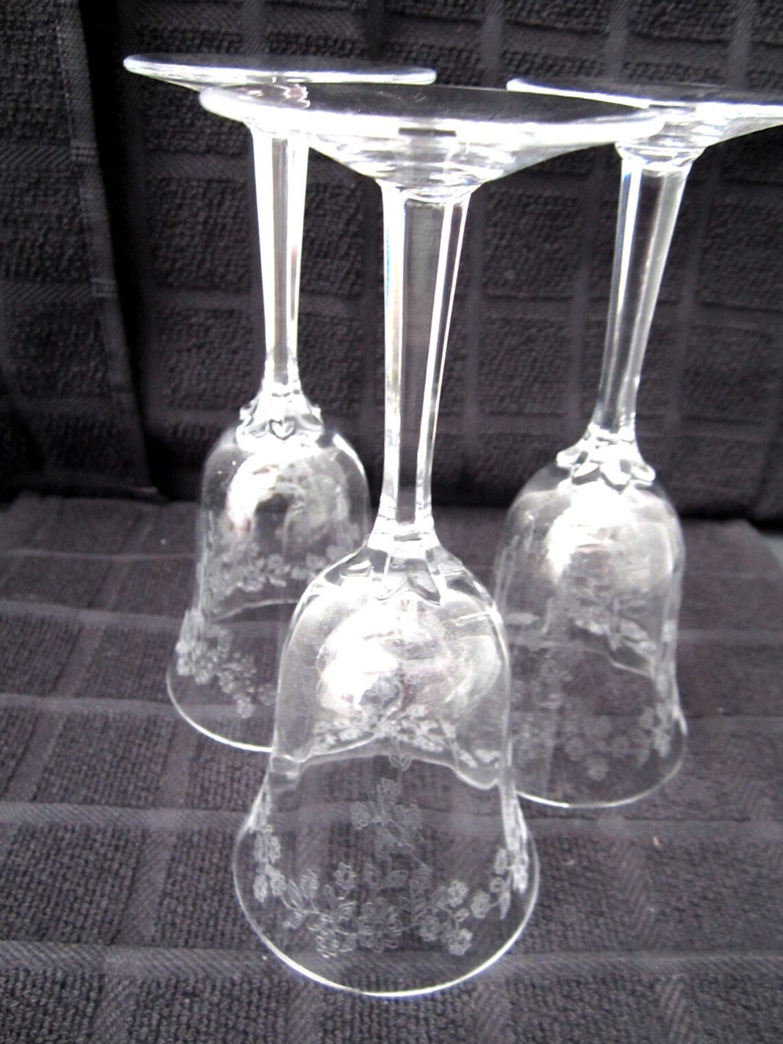 Lenox Crystal Garden Etched Wine Glasses c1970 Etsy