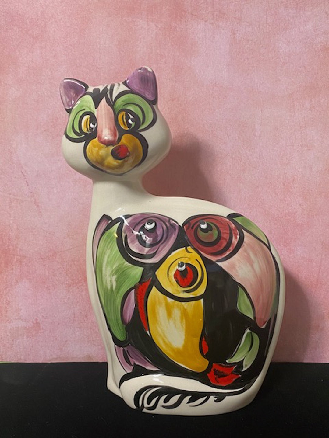 Turov Art Ceramics Large Cat Sculpture Signed 1999 Etsy