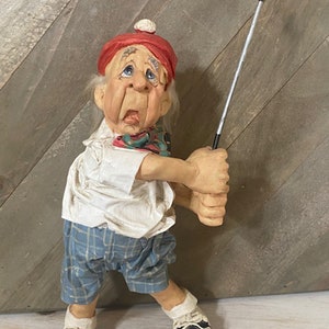 Swinging Golfer White Hair Hat Hand Crafted Figure Cast Art Industries /The World's Greatest Golf Jokes image 7