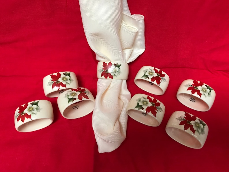 Set Of 8 Palissy Royal Worcester Spode Holiday Napkin Rings