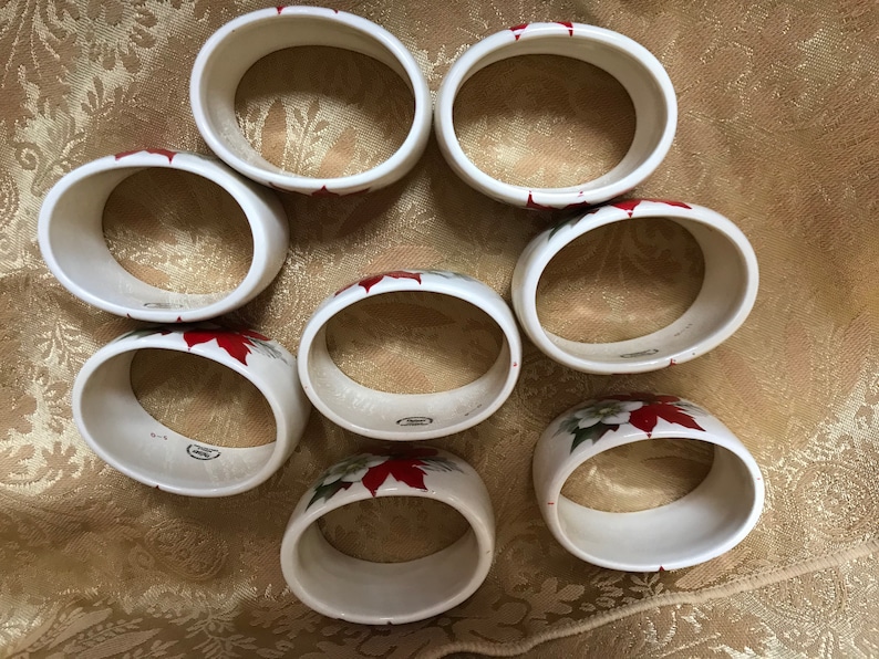 Set Of 8 Palissy Royal Worcester Spode Holiday Napkin Rings