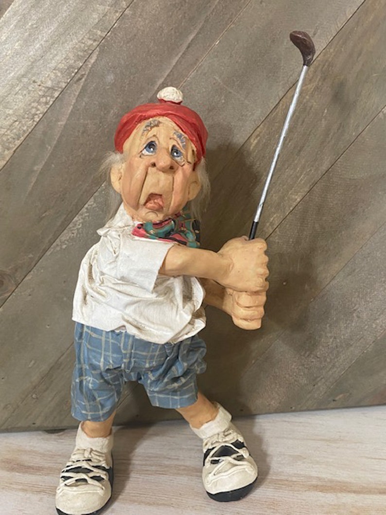 Swinging Golfer White Hair Hat Hand Crafted Figure Cast Art Industries /The World's Greatest Golf Jokes image 3