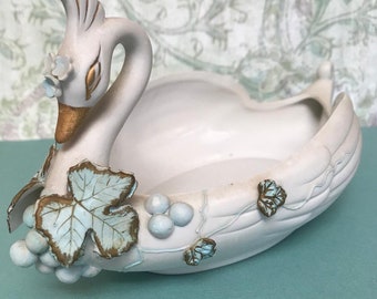 Lefton White Porcelain  Hand Painted Trinket or Candy Dish