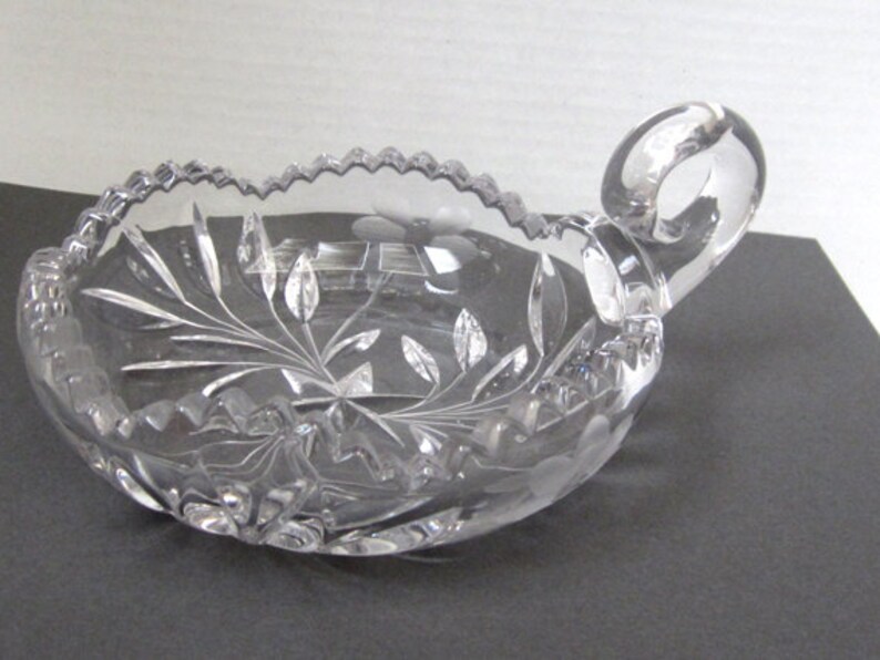 American Brilliant Cut Glass Nappy Dish With Finger Loop C1980's Etsy