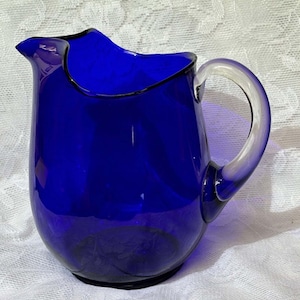 Vintage Dark Cobalt Blue Art Deco Water Lip Pitcher Imperial 1930&#39;s