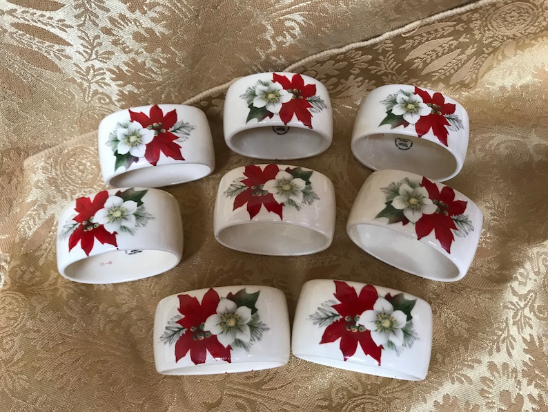 Set Of 8 Palissy Royal Worcester Spode Holiday Napkin Rings