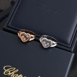 CP heart rings 18k rose gold plated CZ three beads ring Gift for her