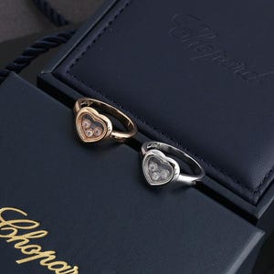 CP Sweet heart rings 18k rose gold plated CZ three beads ring Women's Gifts