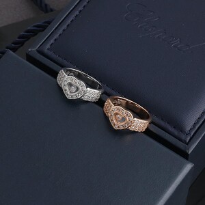 CP heart rings 18k rose gold plated CZ pave single bead ring Women's Gifts