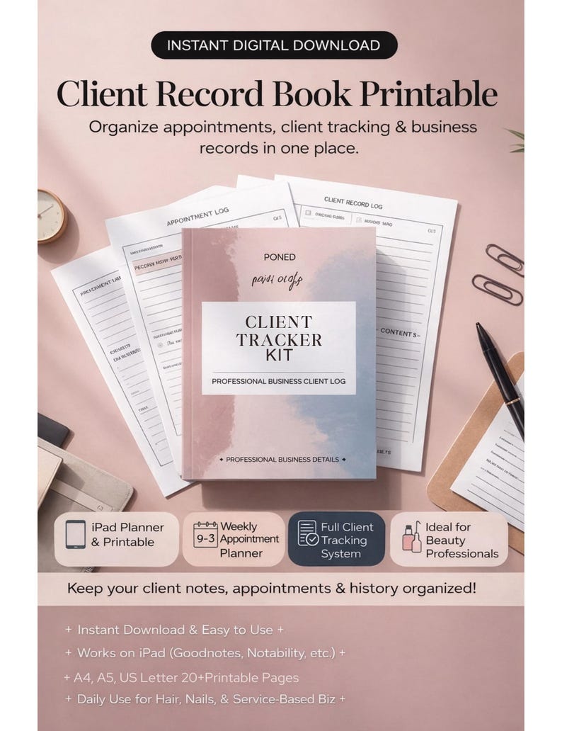 Client Record Book Printable, Beauty Client Record, Salon Appointment ...