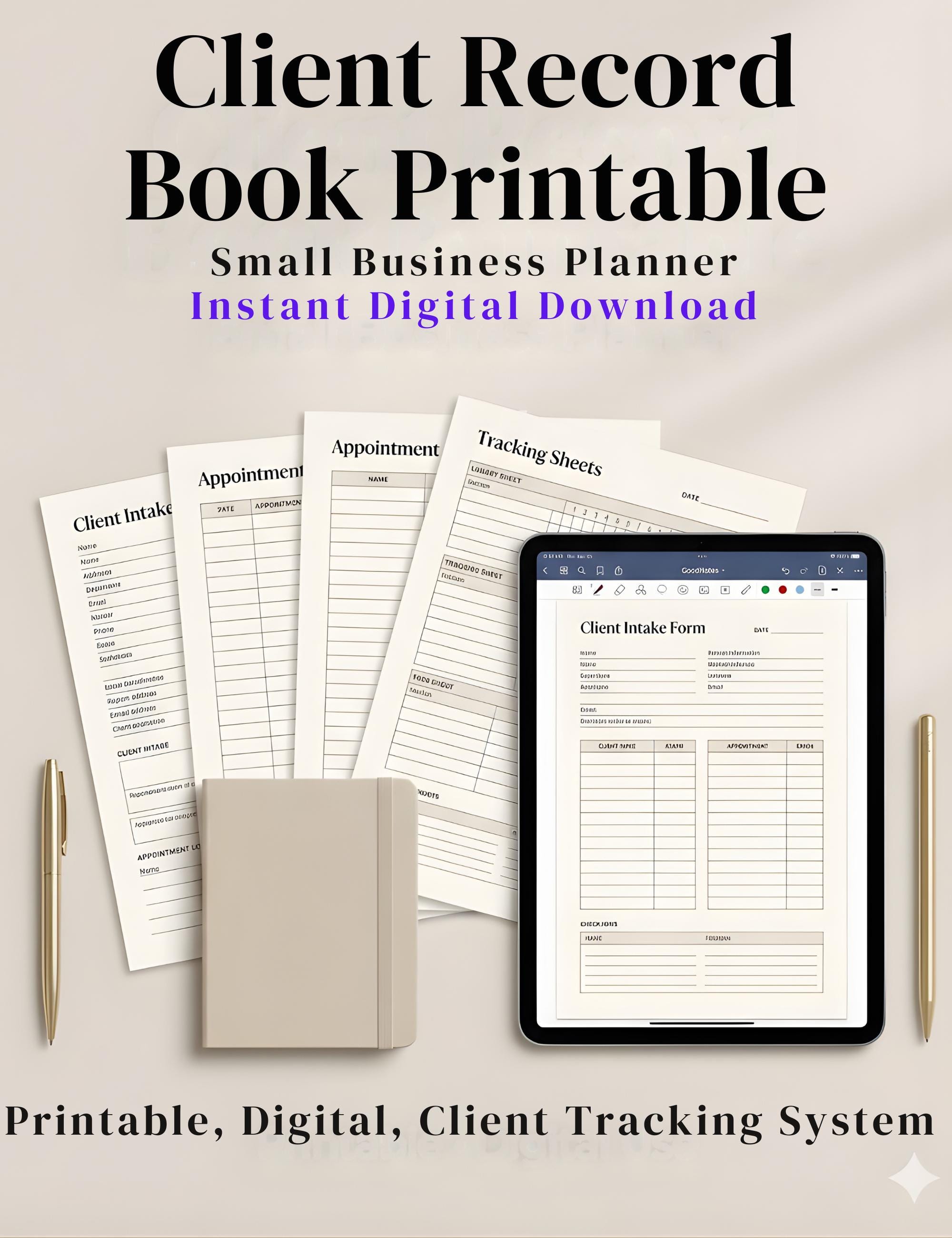 Client Record Book Printable, Digital Planner for Small Business ...
