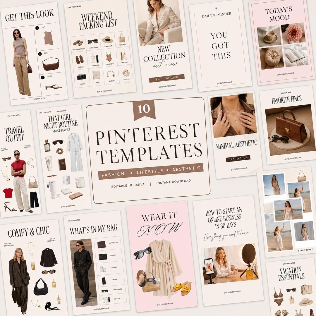 Pinterest LTK Canva Template, Editable Fashion Canva Templates ...