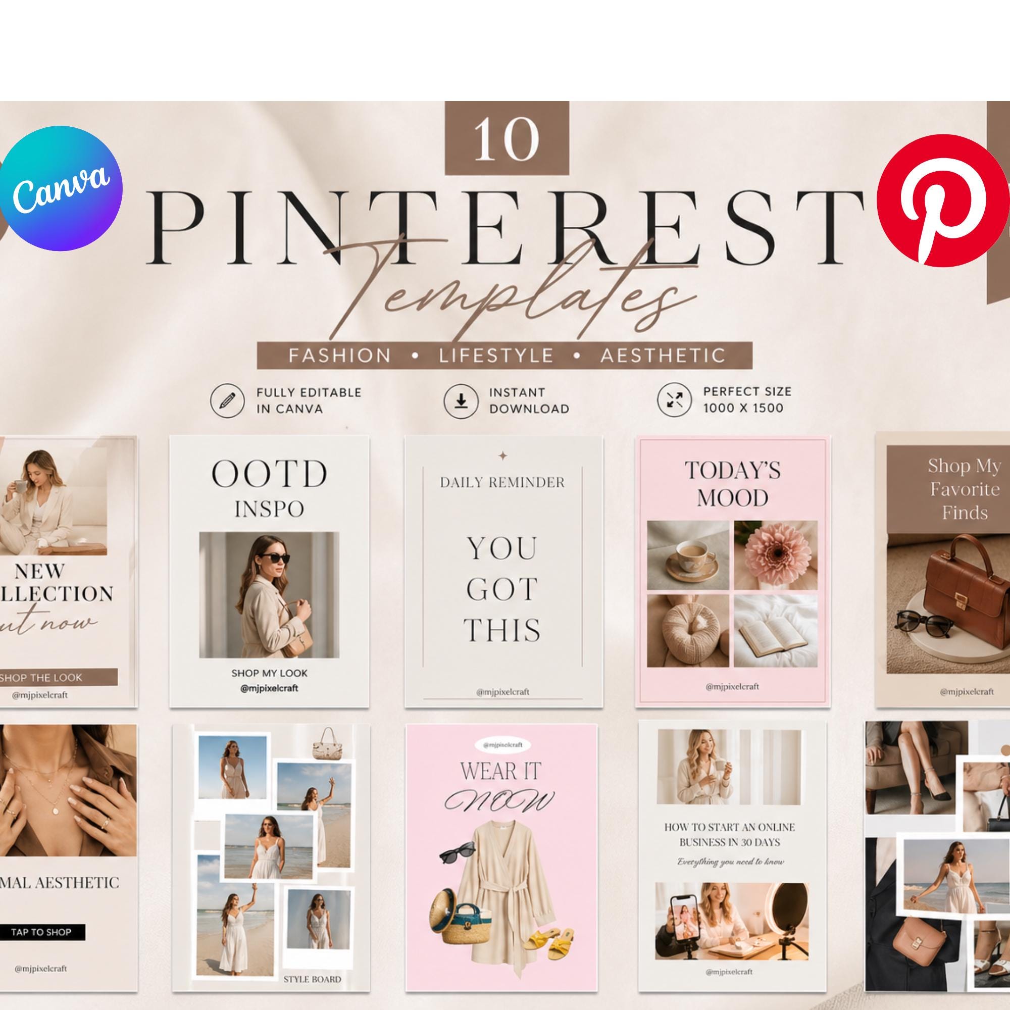 Pinterest LTK Canva Template, Editable Fashion Canva Templates ...