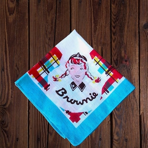 Blue Plaid 1950s Brownie Scout Hankie