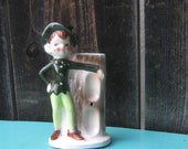 Elf Kitchen Timer Statue with Clip For Recipe, Note, Ephemera No Hourglass - Green Kitchen Pixie Figurine