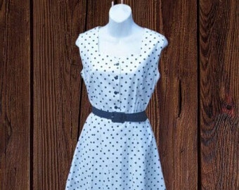 Polka Dotted '50s Day Dress; 5-6/Small Sweetheart Neckline Sleeveless Cotton Fit & Flare/True Rockabilly/Bombshell or Housewife Sundress