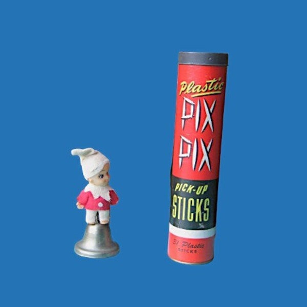 2 Classic MCM Toys: Wacky Kaleidoscope w/ Cute Characters + Pix Pix Pick-Up Sticks; Original Red Canister; Made in Japan