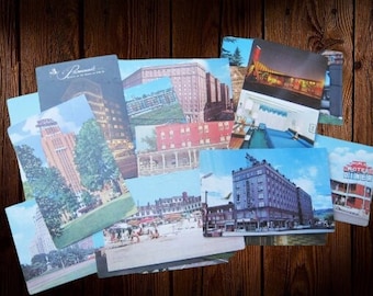 16 MCM Motel/Hotel Postcards; Unused Less 2 Signed/Postmarked: Cape May, Harrisburg, Oil City, Frisco, Denver, Elizabeth NJ, Eastern Shore