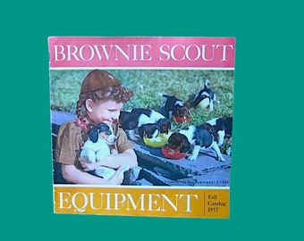 Fall, 1957 Brownie Equipment Catalog; Midcentury Products/Active Girls/Retro Girl Scout Product Reference; Colorful Images