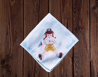 Vintage "Doll Collection" Brownie Scout Hankie With Rag Doll Style Graphics; Scout Gift/Collectible