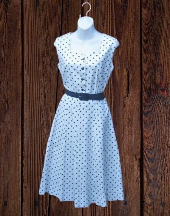 Polka Dotted '50s Day Dress; 5-6/Small Sweetheart… - image 1