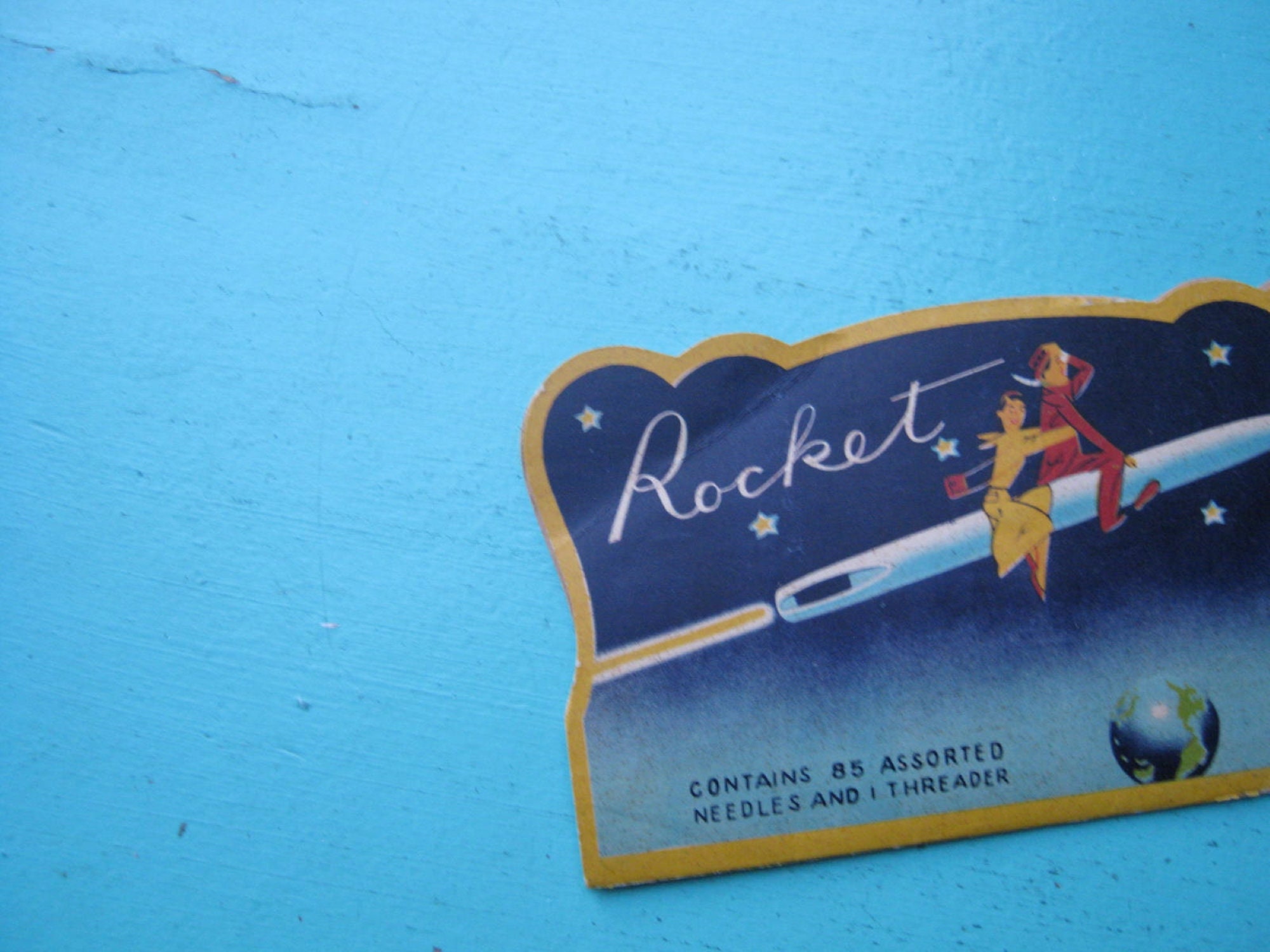 Wacky Vintage rocket Needle Book Futuristic Space Graphic Wacky Vintage rocket Needle Book Futuristic Space Graphic
